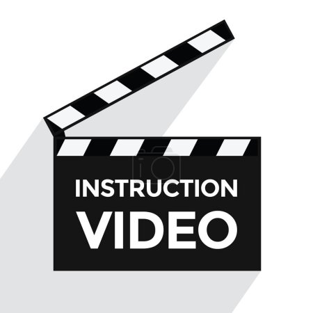 Téléchargez les illustrations : Instruction vidéo, clapperboard ouvert, équipement de réalisation de film, illustration vectorielle - en licence libre de droit