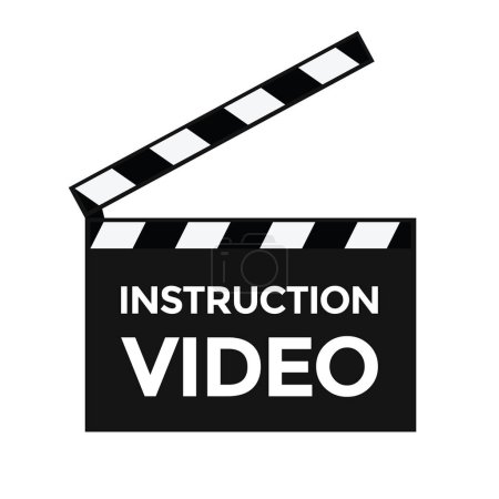 Illustration for Instruction video, clapperboard opened, movie making equipment, vector illustration - Royalty Free Image