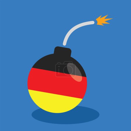 Téléchargez les illustrations : Bombe allemande icône simple, drapeau de l'Allemagne, illustration vectorielle - en licence libre de droit
