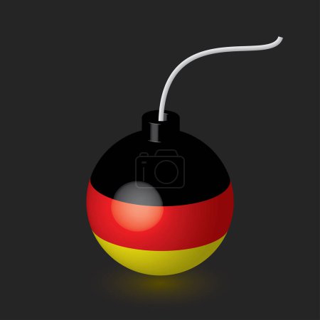 Illustration for Vintage bomb, german flag, vector illustration - Royalty Free Image