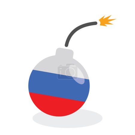 Téléchargez les illustrations : Russie bombe icône simple, drapeau de russie, illustration vectorielle - en licence libre de droit