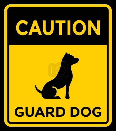 Illustration for Guard dog, caution yellow sign, vector illustration - Royalty Free Image