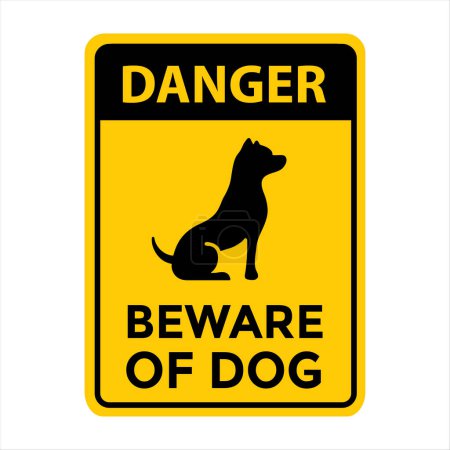 Téléchargez les illustrations : Danger attention au chien, illustration vectorielle - en licence libre de droit