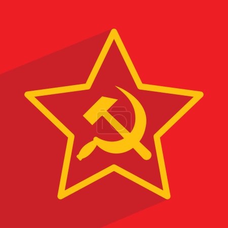 Ilustración de Martillo y hoz en una estrella, unión soviética, ilustración vectorial - Imagen libre de derechos