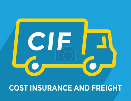 Ilustración de Cif, seguro de costos y flete, logotipo o icono de camión lineal simple, ilustración de vectores - Imagen libre de derechos