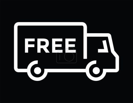 Téléchargez les illustrations : Livraison gratuite, logo ou icône de camion linéaire simple, illustration vectorielle - en licence libre de droit