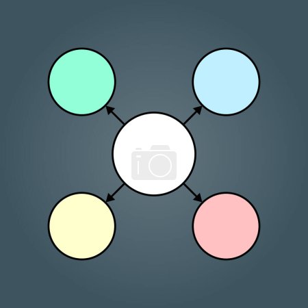 Ilustración de Diagrama vacío cuatro círculos con flechas, ilustración vectorial - Imagen libre de derechos