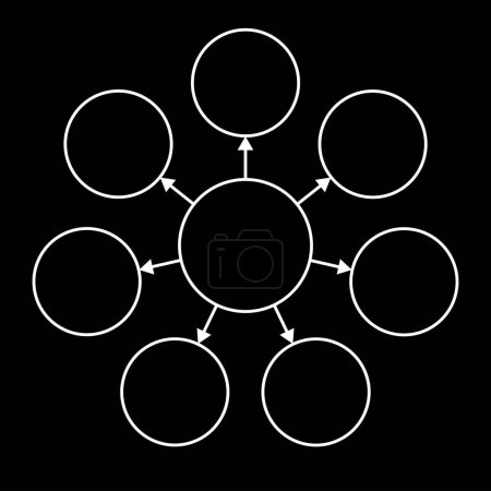 Ilustración de Diagrama vacío siete círculos con flechas, ilustración vectorial - Imagen libre de derechos
