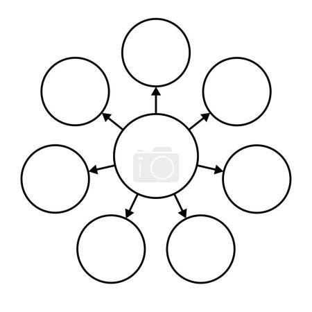 Téléchargez les illustrations : Diagramme vide sept cercles avec flèches, illustration vectorielle - en licence libre de droit