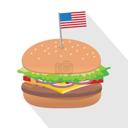 Illustration for Burger or hamburger, usa flag, vector illustration - Royalty Free Image