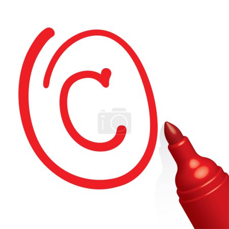Illustration for Written red C grade mark with marker, education results - Royalty Free Image