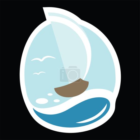Illustration for Sailboat logo. creative design logotype illustration isolated on black - Royalty Free Image