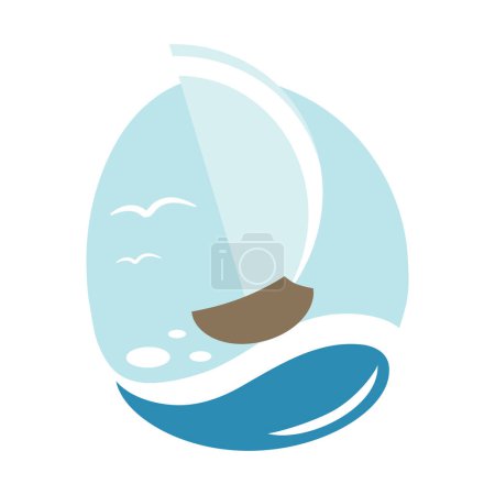 Ilustración de Logotipo del velero. Diseño creativo logo Ilustración aislada en blanco - Imagen libre de derechos