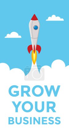 Illustration for Grow your business, rocket, sky, vector illustration - Royalty Free Image