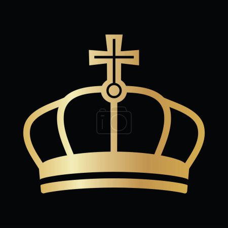 Ilustración de Icono de la corona dorada, fondo blanco, ilustración vectorial - Imagen libre de derechos