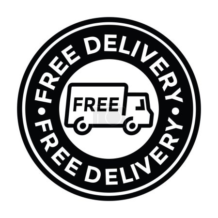 Illustration for Free delivery, truck, black rubber stamp, vector illustraion - Royalty Free Image
