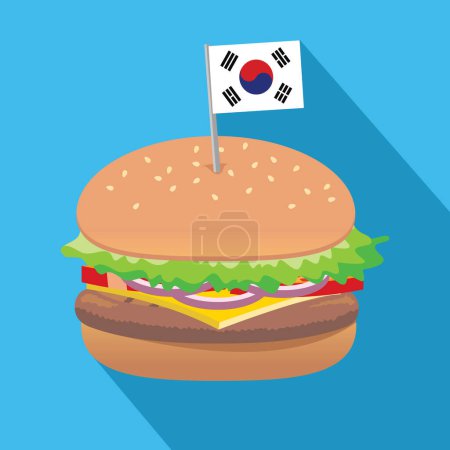 Illustration for Burger or hamburger, south korea flag, vector illustration - Royalty Free Image