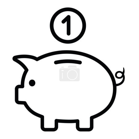 Illustration for Piggy bank linear, vector illustration - Royalty Free Image