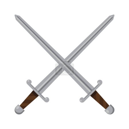 Illustration for Medieval sword crossed, long sword, vector illustration - Royalty Free Image