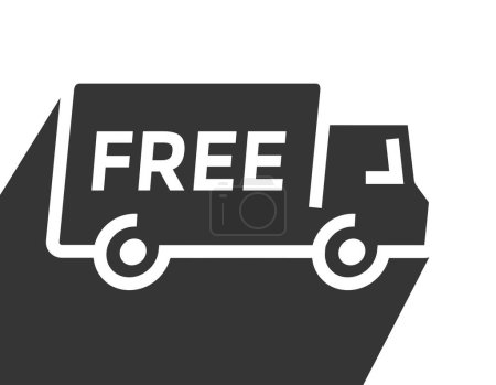Ilustración de Entrega gratuita o envío, logotipo o icono de camión lineal simple, blanco y negro, ilustración de vectores - Imagen libre de derechos