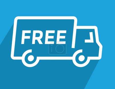 Illustration for Free delivery or shipping, simple linear truck logo or icon, vector illustration - Royalty Free Image