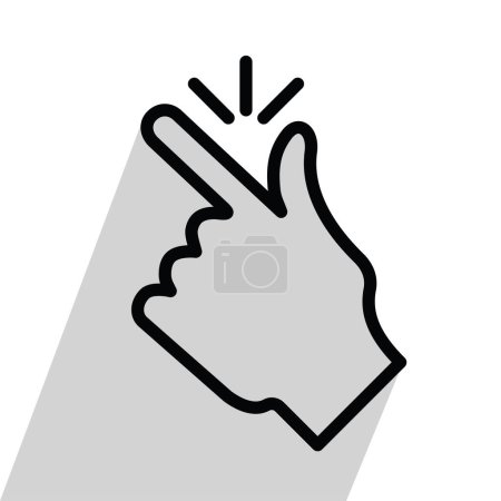 Ilustración de Dedo chasquido, icono de la mano, sombra, blanco y negro, ilustración vectorial - Imagen libre de derechos