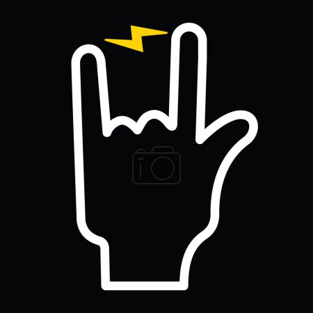 Téléchargez les illustrations : Métal lourd, rock and roll, signe des cornes, icône de la main, illustration vectorielle - en licence libre de droit