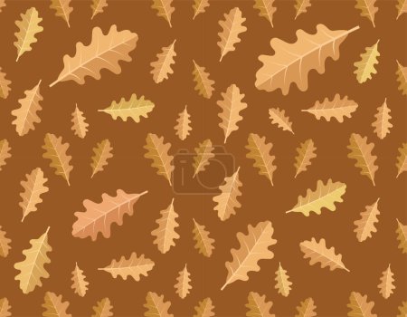 Illustration for Autumn yellow oak leaves seamless pattern, vector illustration - Royalty Free Image