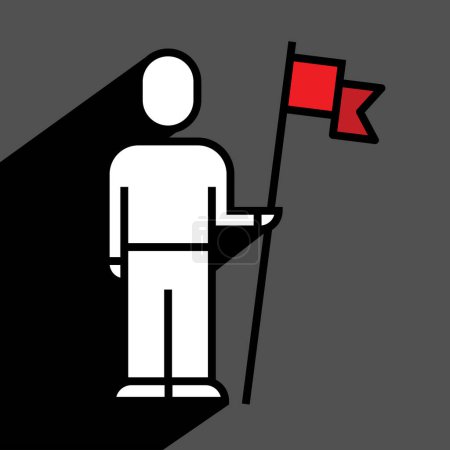 Illustration for Man with flag icon, linear, vector illustration - Royalty Free Image