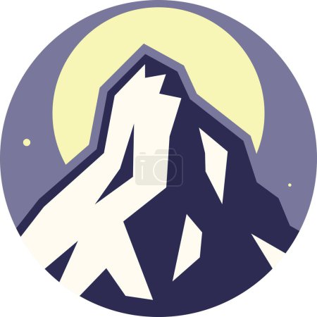 Ilustración de Icono de montaña, luna, vector de ilustración - Imagen libre de derechos