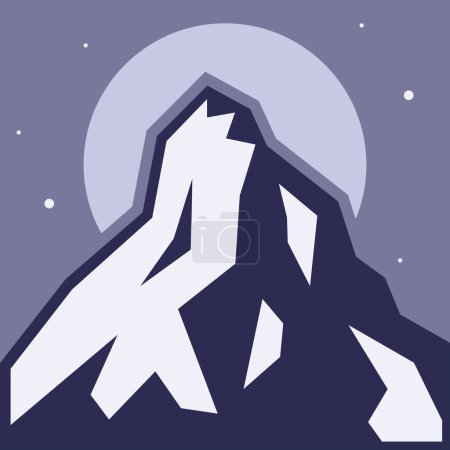 Téléchargez les illustrations : Icône de montagne, lune, illustration vectorielle - en licence libre de droit