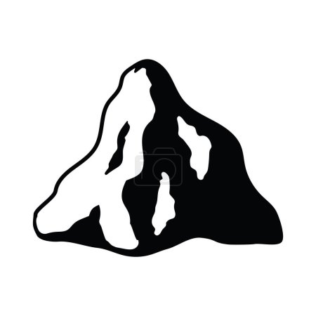 Téléchargez les illustrations : Icône de montagne, noir et blanc, illustration vectorielle - en licence libre de droit