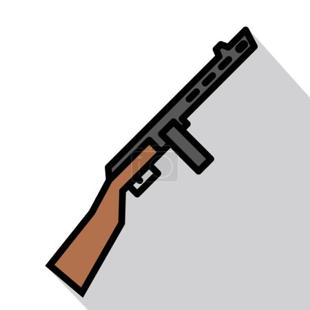Téléchargez les illustrations : Fusil d'assaut icône, arme simple, illustration vectorielle - en licence libre de droit