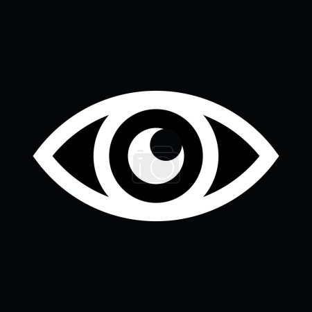 Ilustración de Icono del ojo, blanco y negro, ilustración vectorial - Imagen libre de derechos