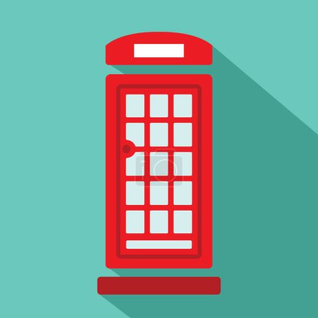 Illustration for Vector phone booth, red on blue - Royalty Free Image