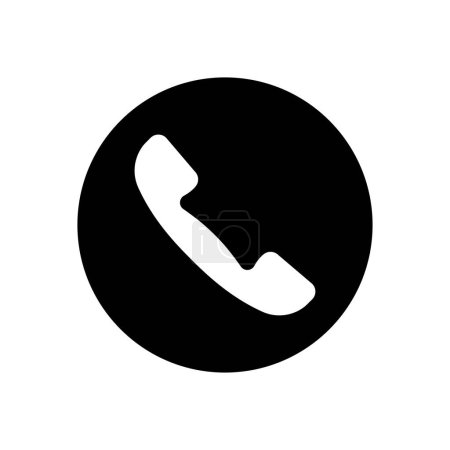 Téléchargez les illustrations : Icône du combiné téléphonique vectoriel, couleur noire - en licence libre de droit