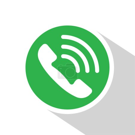 Ilustración de Icono de teléfono verde y blanco con sombra Vector Diseño simple - Imagen libre de derechos