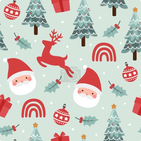 Téléchargez les illustrations : Modèle sans couture avec ornement de Noël, illustration vectorielle pour bonne année et joyeux Noël fond d'écran - en licence libre de droit