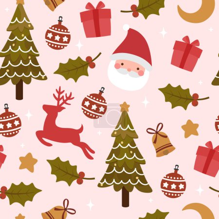 Illustration for Seamless Pattern with Christmas Ornament, Vector illustration for Happy New Year and Merry Christmas Background Wallpaper - Royalty Free Image