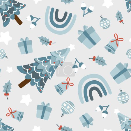 Illustration for Seamless Pattern with Christmas Ornament, Vector illustration for Happy New Year and Merry Christmas Background Wallpaper - Royalty Free Image