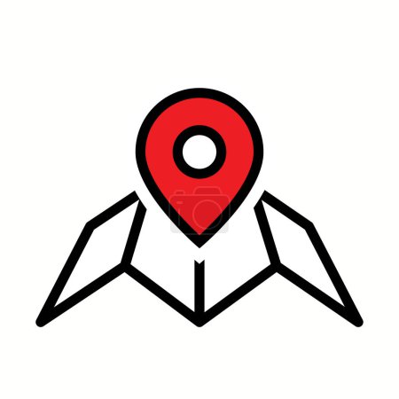 Ilustración de Icono de ubicación con mapa, ilustración vectorial - Imagen libre de derechos