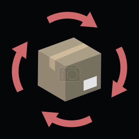 Ilustración de Flechas alrededor de caja de cartón conjunto, paquete, ilustración de vectores - Imagen libre de derechos