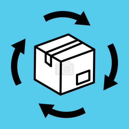 Illustration for Arrows around cardboard box set, parcel, vector illustration - Royalty Free Image