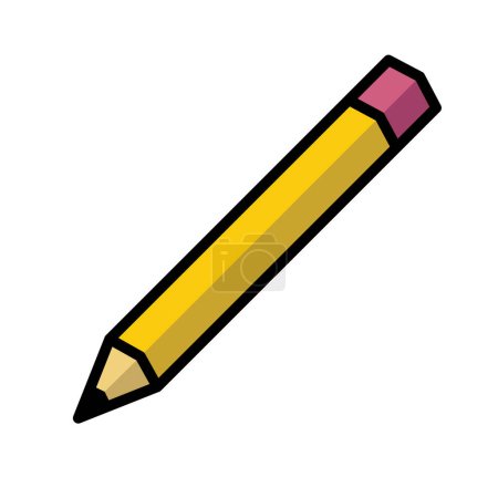 Téléchargez les illustrations : Icône crayon simple, couleurs, illustration vectorielle - en licence libre de droit