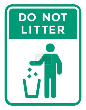 Illustration for Do not litter, green sign or sticker, vector illustration - Royalty Free Image