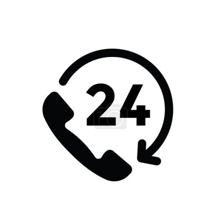 Téléchargez les illustrations : Icône de ligne de support 24h, centre d'appels, support client, illustration vectorielle - en licence libre de droit