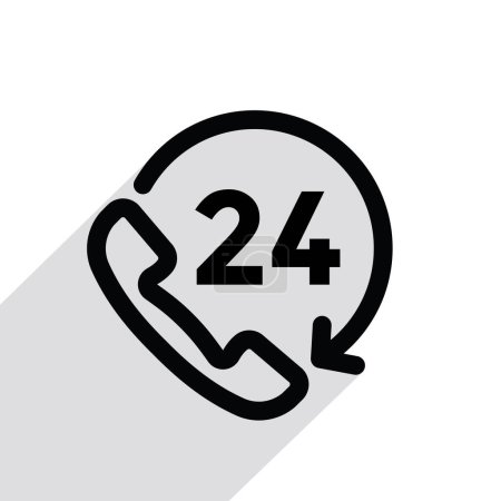 Ilustración de Icono de línea de soporte 24h, call center, atención al cliente, ilustración vectorial - Imagen libre de derechos