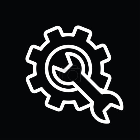 Illustration for Gear or cogwheel and wrench icon, linear, vector illustration - Royalty Free Image
