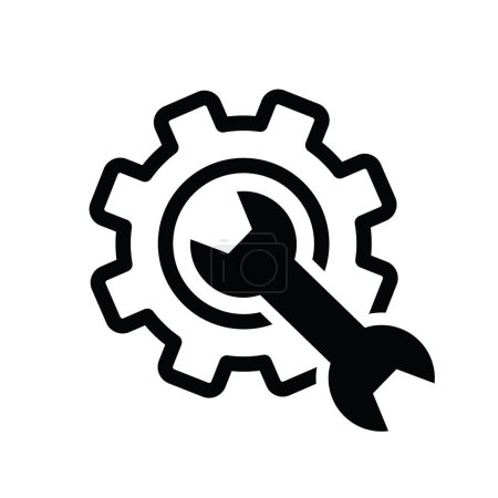 Illustration for Gear or cogwheel and wrench icon, linear, vector illustration - Royalty Free Image