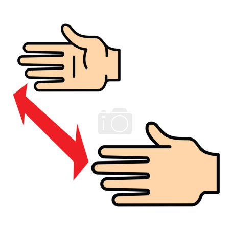 hand showing distance, arrow, vector illustration